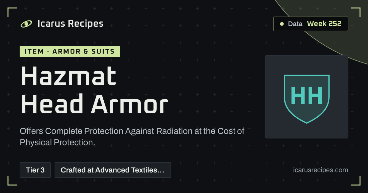 Hazmat Head Armor Recipe, Uses & Stats · Icarus Recipes