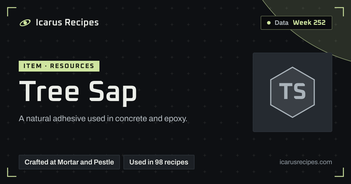 Tree Sap Recipe, Uses & Stats · Icarus Recipes